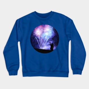 Blue and pink fireworks Crewneck Sweatshirt